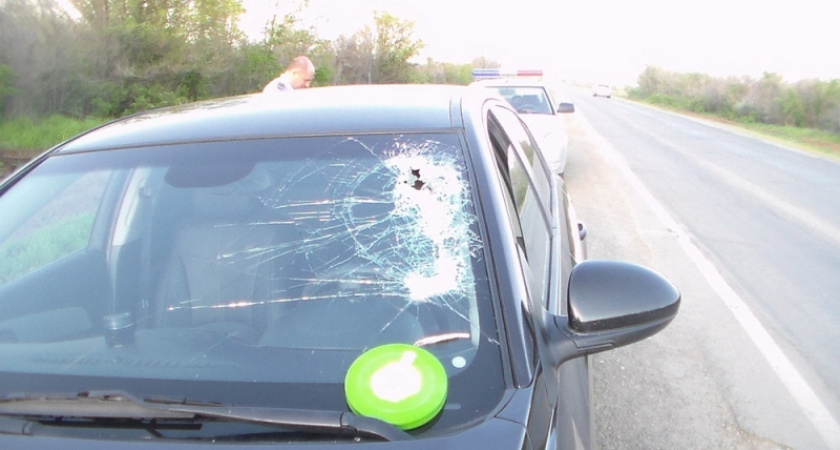В Новоорском районе на трассе водителю "Шевроле" выбило зубы отлетевшей запчастью от встречного автомобиля