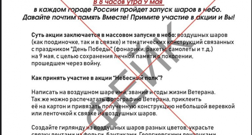Оренбуржцев просят игнорировать фейковую акцию «Небесный полк»