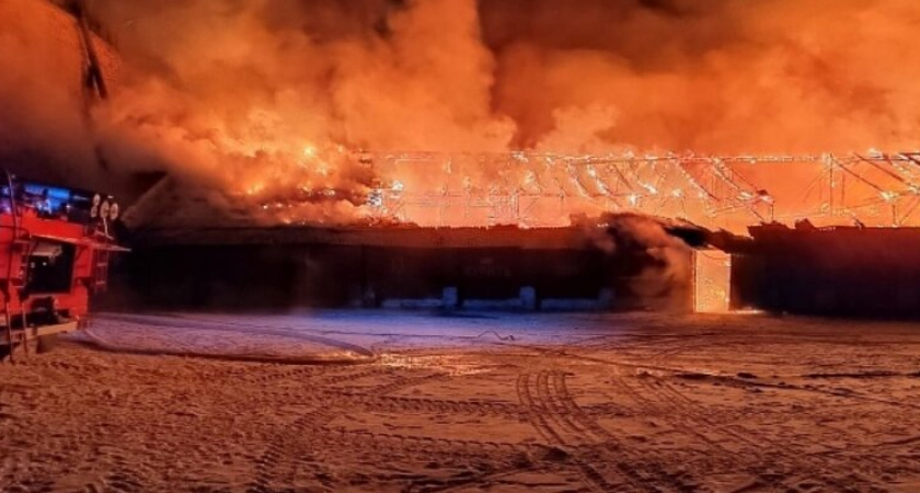 В Оренбуржье площадь пожара на складе с зерном выросла до 7500 кв. м.