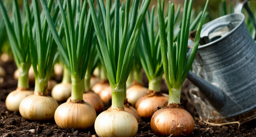 Лук с чесноком растут как на дрожжах: добавляю это в воду для полива — собираю не головки, а «гирьки», растут великанами