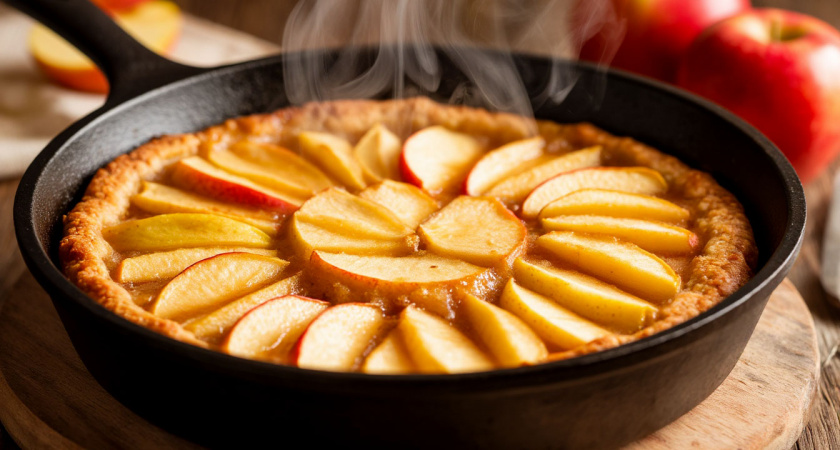 Рецепт яблочного пирога: никакой духовки — хватит и обыкновенной сковороды