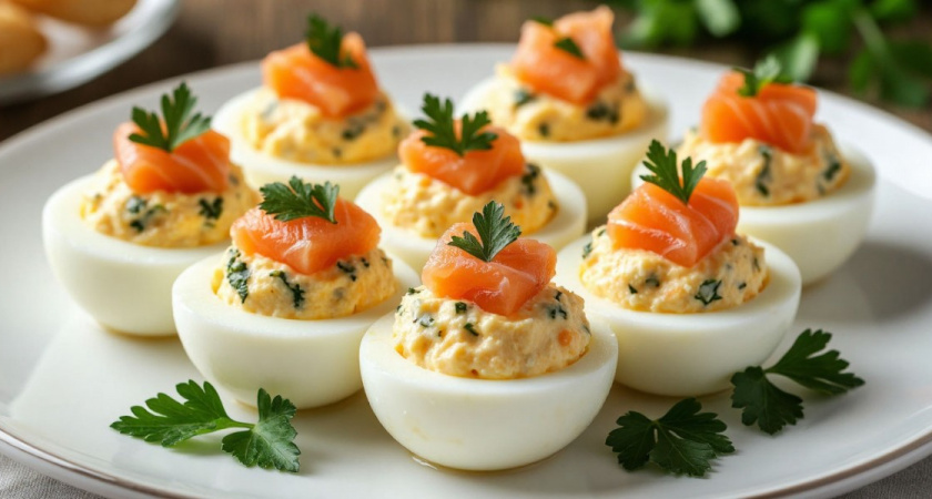 Мои фаршированные яйца с лососем стали хитом новогодних застолий: готовятся жуть как просто, а со стола улетают первыми
