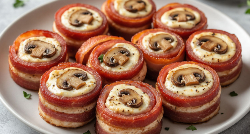 Рулетики из куриного филе и бекона с грибами и сыром на Новый год съедаются быстрее бутербродов с красной икрой: и не зря — делюсь рецептом