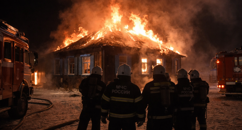 Мужчина погиб при пожаре в доме в Оренбуржье: огонь охватил 70 квадратных метров