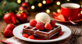 Рецепт шоколадных вафель с клубникой и мороженым