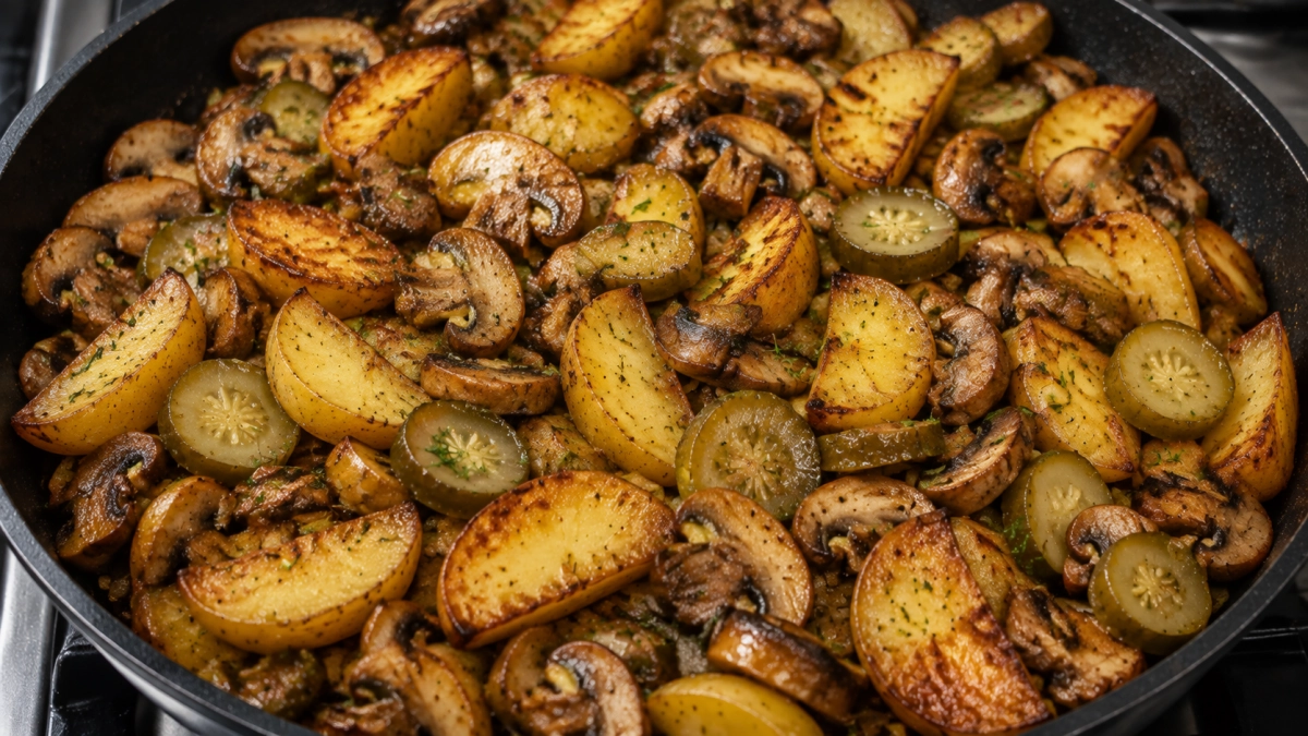 Картошку не варю и не пеку, а жарю с маринованными огурцами: делаю вкус богаче, а аромат ярче