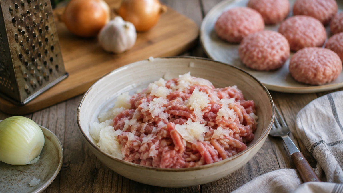 Те же мясо и лук — меняю только способ: котлеты сочнее, нежнее, а лук будто растворяется внутри
