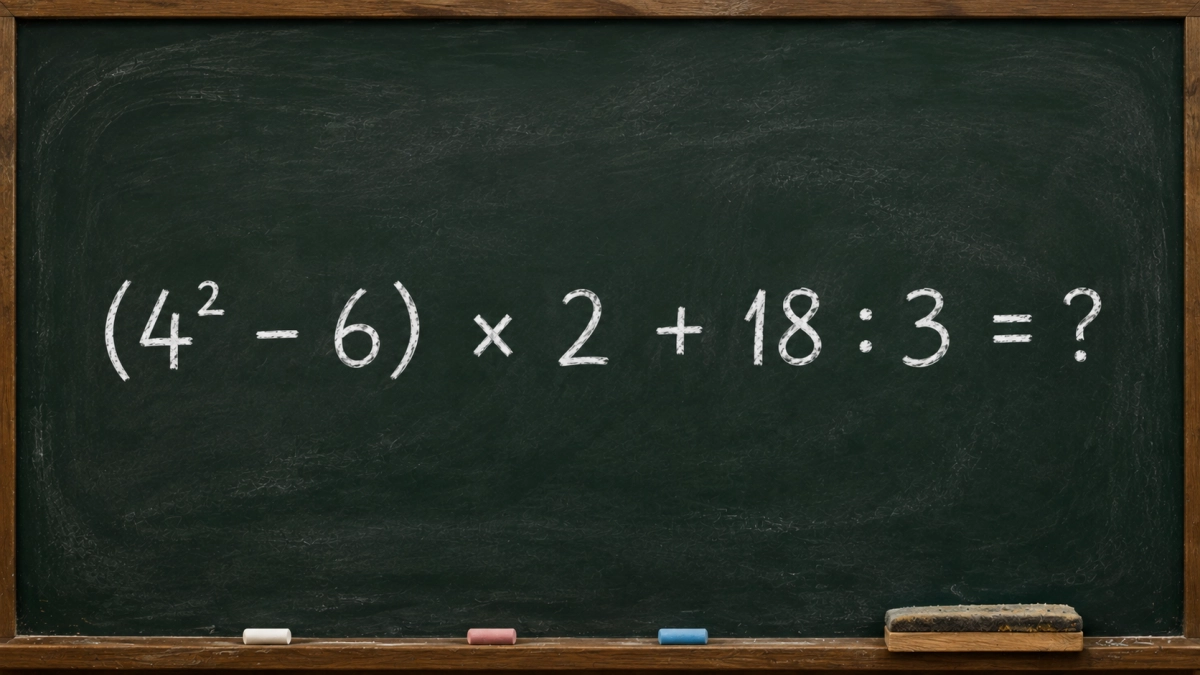 Степень, скобки и четыре действия: решите (4² − 6) × 2 + 18 : 3 — взрослые спотыкаются на школьном правиле