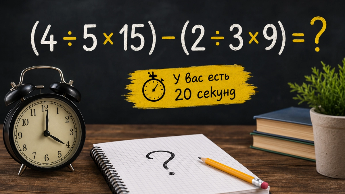 Проверьте дроби за 20 секунд — калькулятор использовать нельзя: сможете решить (4 ÷ 5 × 15) − (2 ÷ 3 × 9)